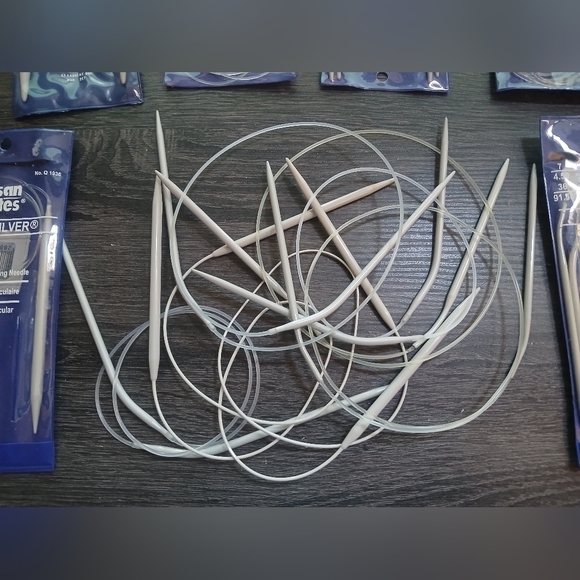 Lot of 17 Circular Knitting Needles Susan Bates Unique Prym Mixed Sizes Aluminum - Picture 6 of 7